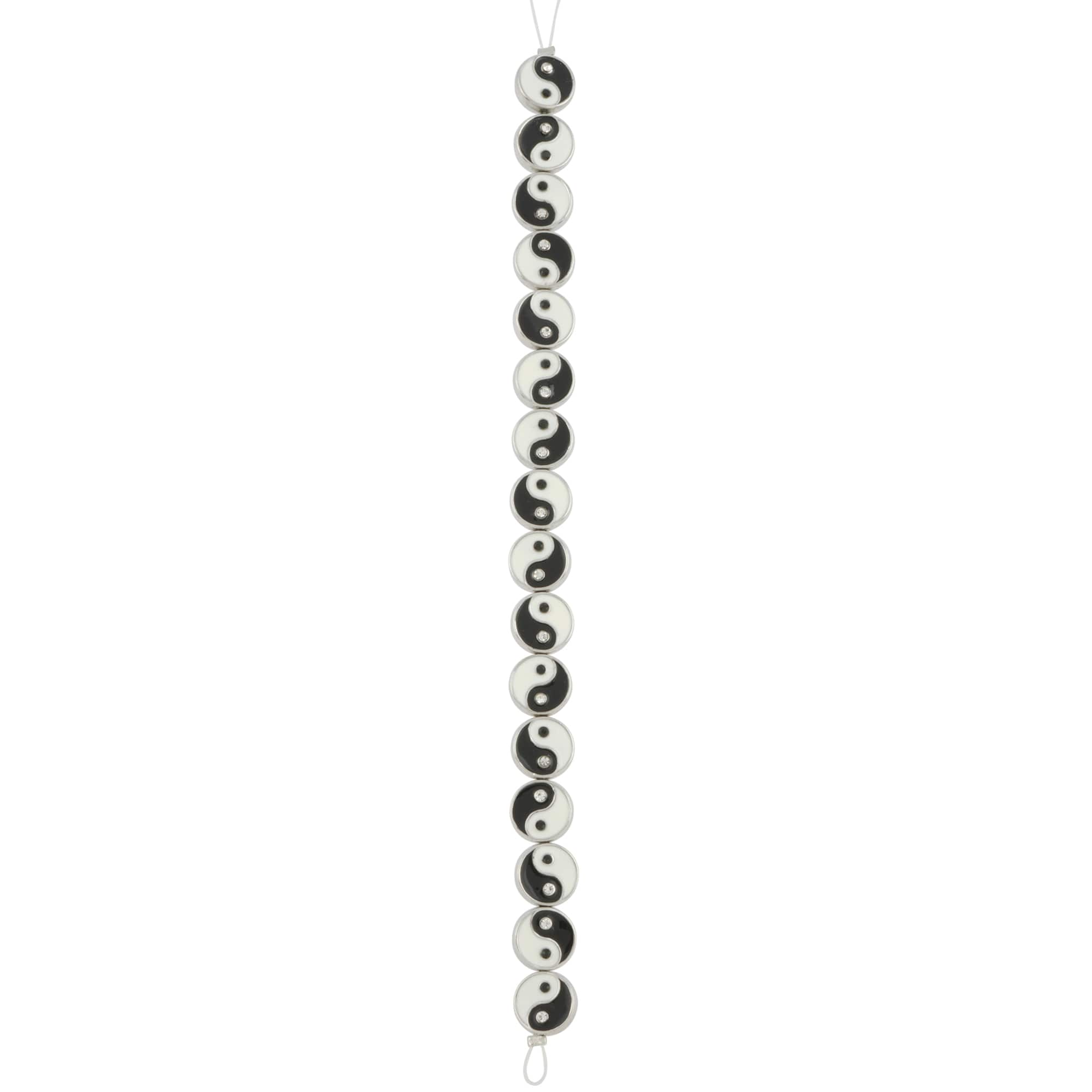 Black & White Enamel Metal Coin Yin Yang Beads, 11mm by Bead Landing™